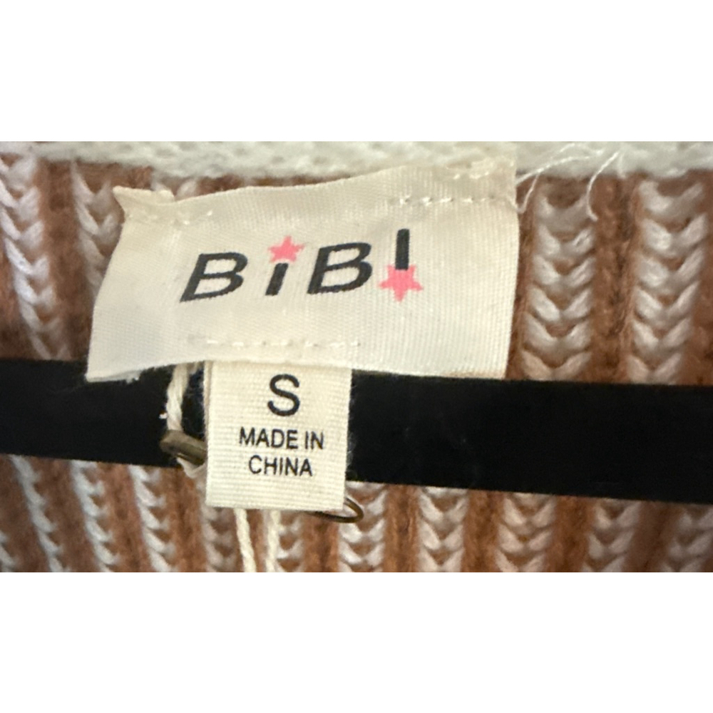 Women's BiBi Brown & White Striped Sweater Set Size S - Picture 4 of 4